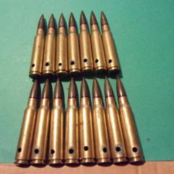 Lot de 15 munitions /clip 7,5x54 01-70, étui laiton, balle blindée, neutralisées