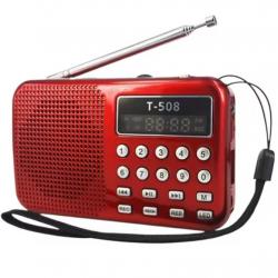 Radio FM Lecteur MP3 Support Carte TF/USB Lampe-Torche Rechargeable rouge
