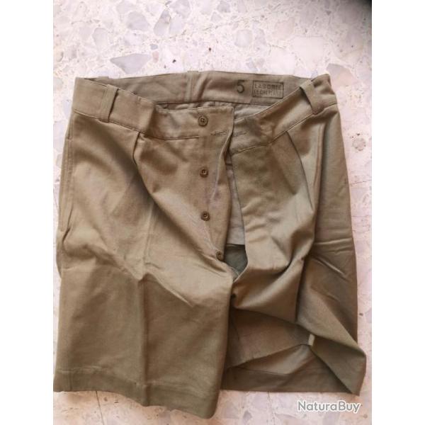 SHORT militaire Mle 1945 cachet Arme 1953 toile beige colonies fabriquant LABORIE Indochine Algrie