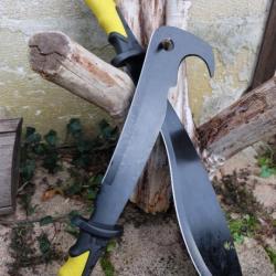 Lot de 2 Kukkri Bolo Bowie Machette Elagueur Lame Acier 3Cr13 Manche ABS Yellow Ouvrier Forestier