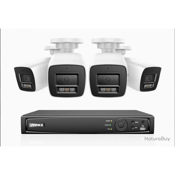 Kit de camras de surveillance PoE 4K  8 canaux avec 4 camras et Disque Dur 2To