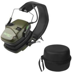 Casque de Tir Audio Électronique avec Amplification Sonore et Protection Audit Réduction Bruit Vert