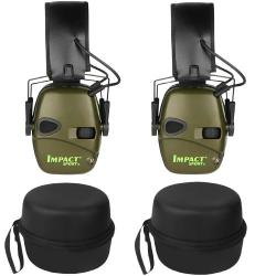 Duo Casques de Tir Audio Électronique avec Amplification Sonore Protection Audit 2 pièces Vert