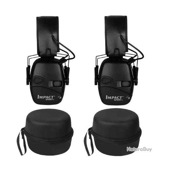 Duo Casques de Tir Audio lectronique avec Amplification Sonore Protection Audit 2 pices Noir