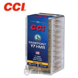 50 Munitions CCI Gamepoint Cal 17Hmr 20Gr Jacketed Soft Point