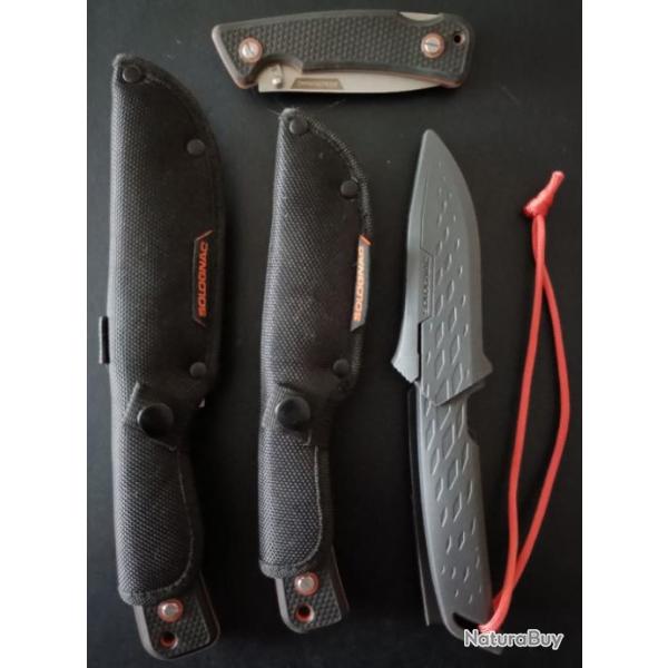 Lot couteaux Solognac Decathlon 4 pices sika130,sika 100, sika 90,et pliant axis.