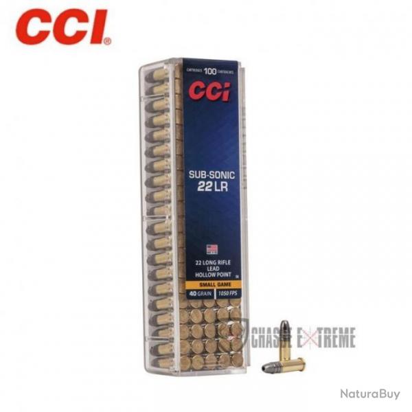 Boite de 100 Munitions CCI Subsonic Cal 22 Lr 40gr Hp