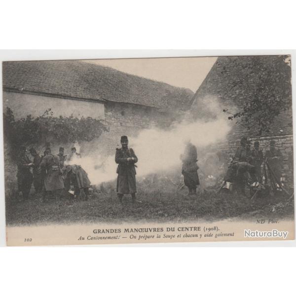 CPA- GRANDES MANOEUVRES DU CENTRE1908 - au Cantonnement on prpare la soupe