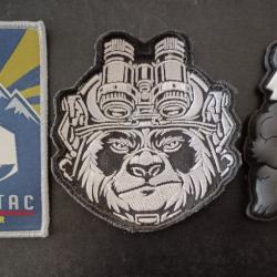 Lot écussons morale patch tactical panda 3 pièces.