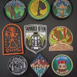 Lot écussons morale patch outdoor bushcraft randonnée 9 pièces.