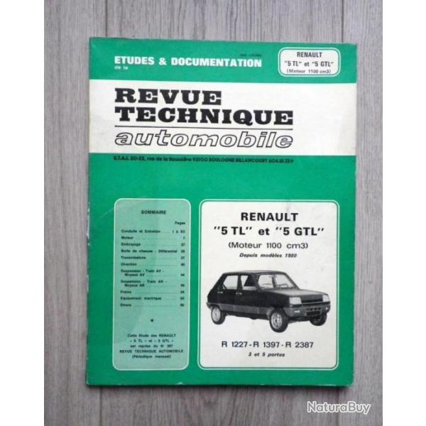 Revue Technique Automobile - RTA - voiture RENAULT  - 5 TL / GTL