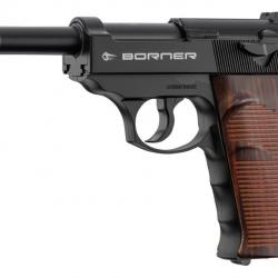 Pistolet CO2 culasse fixe BORNER C41 P38 cal. 4.5mm BB's