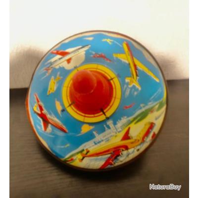 Ancienne Toupie En Tôle Décorée - Jouet Vintage à Collectionner
