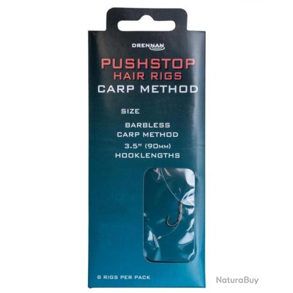 DRENNAN BAS DE LIGNE CARP METHOD PUSHSTOP HAIR RIGS 9CM BARBLESS 10 0,26mm 9cm