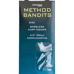 DRENNAN BAS DE LIGNE METHOD BANDITS CARP FEEDER RIGS 9CM BARBLESS 0,22mm 8 9cm