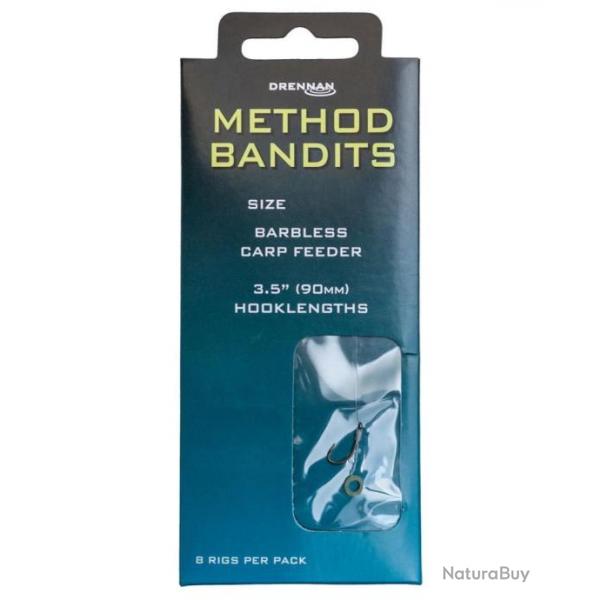 DRENNAN BAS DE LIGNE METHOD BANDITS CARP FEEDER RIGS 9CM BARBLESS 0,22mm 8 9cm