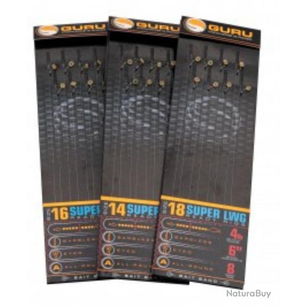 GURU BAS DE LIGNE SUPER LWG BAIT BANDS GREADY RIGS 15CM BARBLESS GURU 0,11mm 20 6''15cm