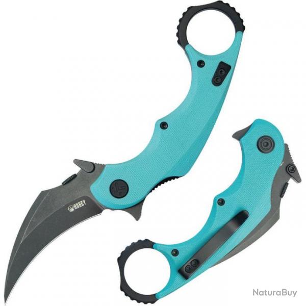 Couteau Kubey Rogue Recurve Karambit Tiffany Lame Acier 14C28N Manche G10 IKBS Clip KUB298D