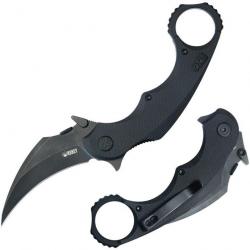 Couteau Kubey Rogue Recurve Karambit Black Lame Acier 14C28N Manche G10 IKBS Clip KUB298B