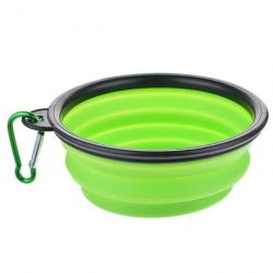 Gamelle pliante en silicone 350ml avec mousqueton - Verte claire