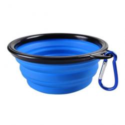 Gamelle pliante en silicone 350ml avec mousqueton - Bleue