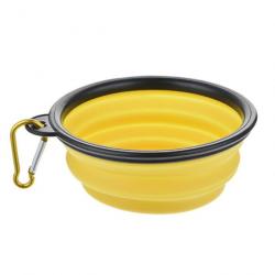 Gamelle pliante en silicone 350ml avec mousqueton - Jaune