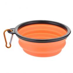 Gamelle pliante en silicone 350ml avec mousqueton - Orange