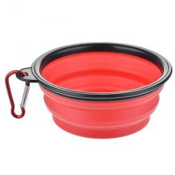 Gamelle pliante en silicone 350ml avec mousqueton - Rouge