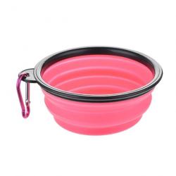 Gamelle pliante en silicone 350ml avec mousqueton - Rose