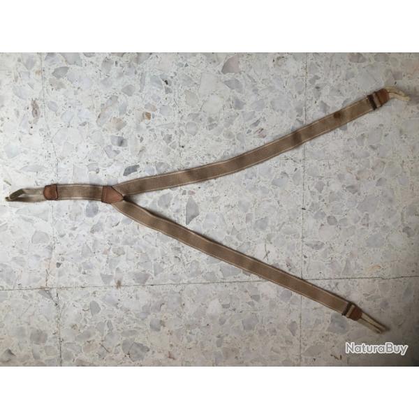 MILITARIA France 2 WW : Paire BRETELLES rglementaire GAILLIARD dat 1940 cuir toile arme franaise