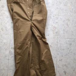 MILITARIA France 2 WW : Pantalon toile cachou colonial daté 1940 Colonies Afrique 2° guerre mondiale