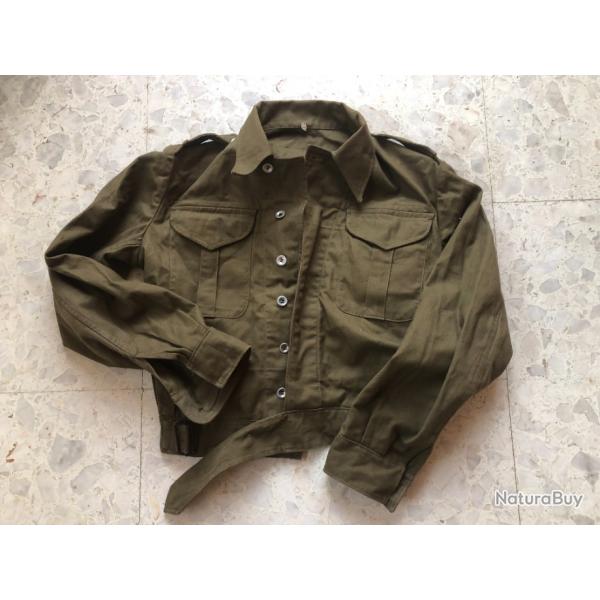 Blouson de BATTLE DRESS toile kaki Mle 1944 pour sous-officier 2 CTC tlgraphiste colonial France