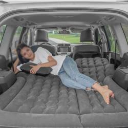 Matelas Voiture Gonflable Pliant + 2 oreillers Voiture SUV 174*126 Noir Foncé