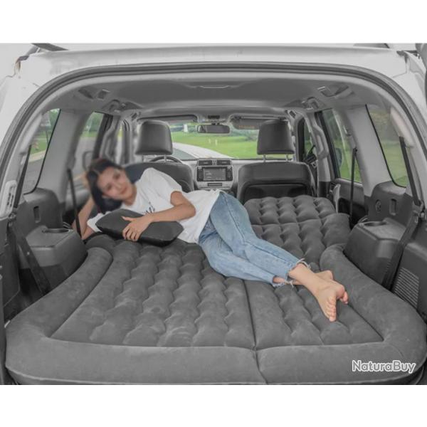 Matelas Voiture Gonflable Pliant + 2 oreillers Voiture SUV 174*126 Noir Fonc