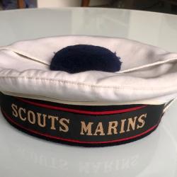 Bachi de SCOUTS MARINS en laine bleue avec coiffe blanche