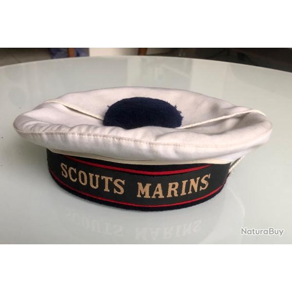 Bachi de SCOUTS MARINS en laine bleue avec coiffe blanche