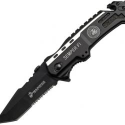 Couteau USMC Tactical Tanto Lame Acier Inox Manche Aluminium Clip A/O Linerlock USMA1002TS