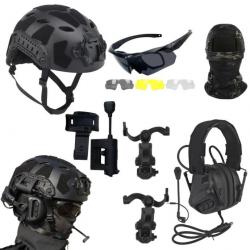 Casque et masque tactique Airsoft avec casque à réduction de bruit MODELE B - LIVRAISON GRATUITE