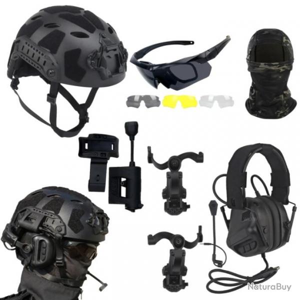 Casque et masque tactique Airsoft avec casque  rduction de bruit MODELE B - LIVRAISON GRATUITE