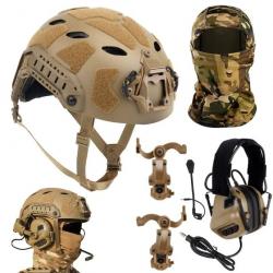 Casque et masque tactique Airsoft avec casque à réduction de bruit CAMOUFLAGE A - LIVRAISON GRATUITE