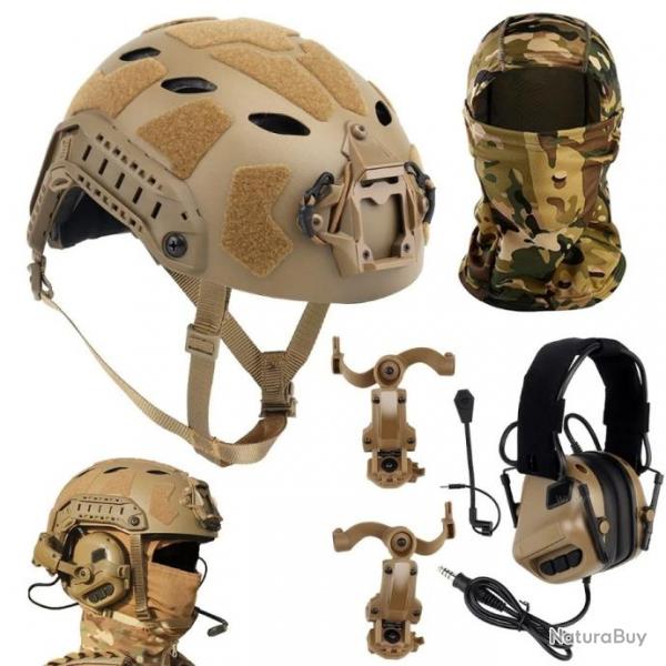 Casque et masque tactique Airsoft avec casque  rduction de bruit CAMOUFLAGE A - LIVRAISON GRATUITE