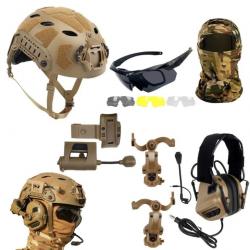 Casque et masque tactique Airsoft avec casque à réduction de bruit CAMOUFLAGE B - LIVRAISON GRATUITE