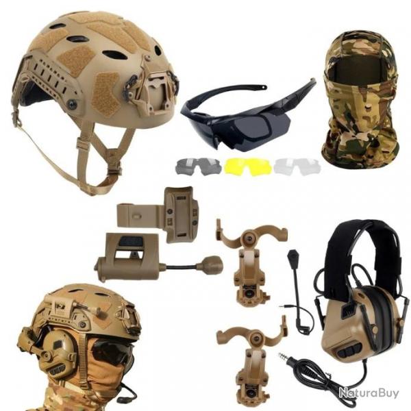 Casque et masque tactique Airsoft avec casque  rduction de bruit CAMOUFLAGE B - LIVRAISON GRATUITE