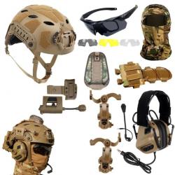 Casque et masque tactique Airsoft avec casque à réduction de bruit CAMOUFLAGE C - LIVRAISON GRATUITE