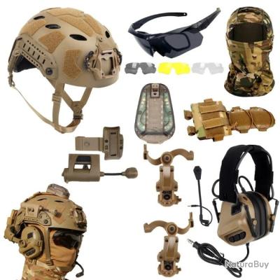 Casque + Masque Airsoft Mich + Gilet Tactique - Protection Complète Anti-buée - Jeu Outdoor