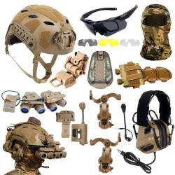 Casque et masque tactique Airsoft avec casque à réduction de bruit CAMOUFLAGE F - LIVRAISON GRATUITE