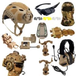 Casque et masque tactique Airsoft avec casque à réduction de bruit CAMOUFLAGE D - LIVRAISON GRATUITE