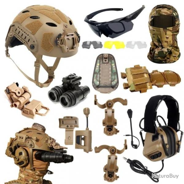 Casque et masque tactique Airsoft avec casque  rduction de bruit CAMOUFLAGE E - LIVRAISON GRATUITE