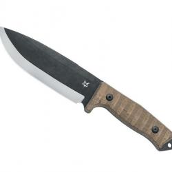 BEL1897 POIGNARD FOX KNIVES PRODUCTION "BUSHMAN" LAME NOIRE 16CM ACIER STONEWASHED + ETUI NEUF