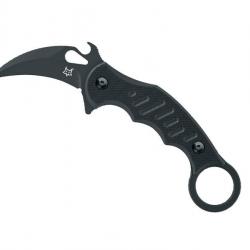 BEL1905 POIGNARD FOX KNIVES PRODUCTION "KARAMBIT" LAME NOIRE 6CM MANCHE G10 NOIR + ETUI NEUF